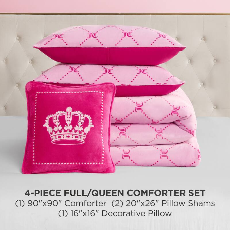 Juicy Couture Plush Trellis Link Reversible Comforter Sets