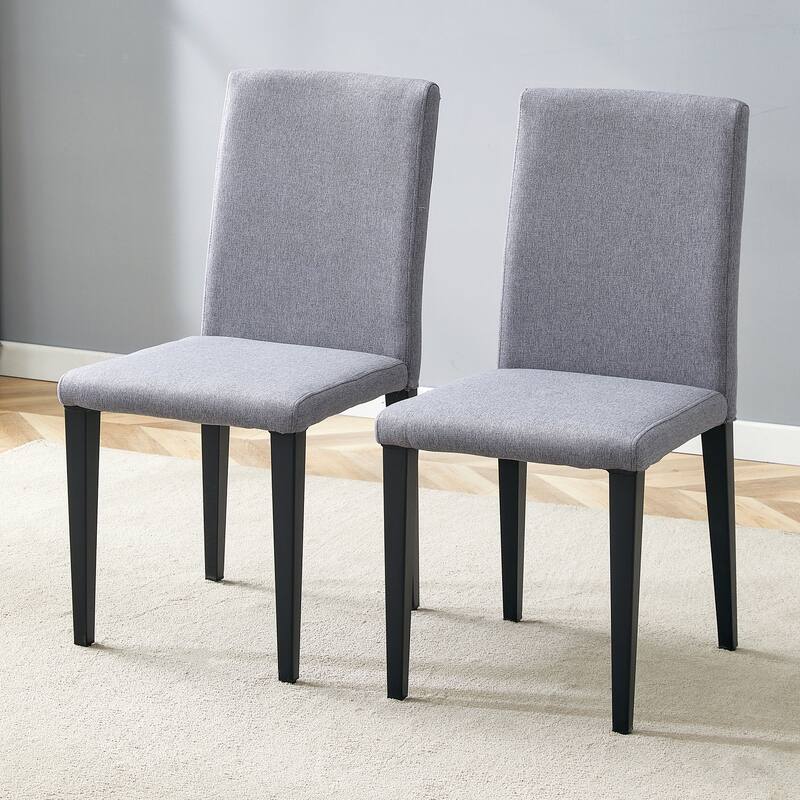 Simple 2 Piece PU Leather Dining Chair with Backrest, Metal Legs, Non Slip Feet for Restaurant Kitchen Bedroom Living Room