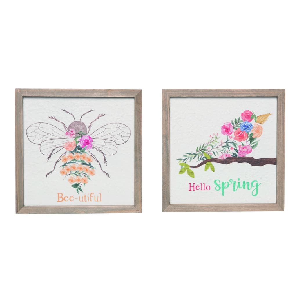 Transpac Wood Spring Time Block Decor Set of 2 Spring Home Decorations