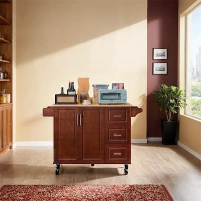 Mobile Kitchen Island Cart With 3 Drawers