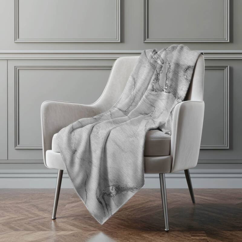 Premium Machine Washable Modern Abstract Sherpa Throw Blanket - Gray - 4'2" x 5'10"