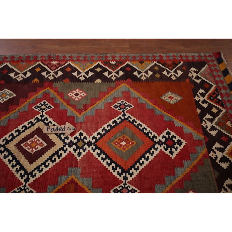 Reversible Kilim Qashqai Persian Vintage Rug Flatweave Wool Carpet - 4'11" X 8'3"