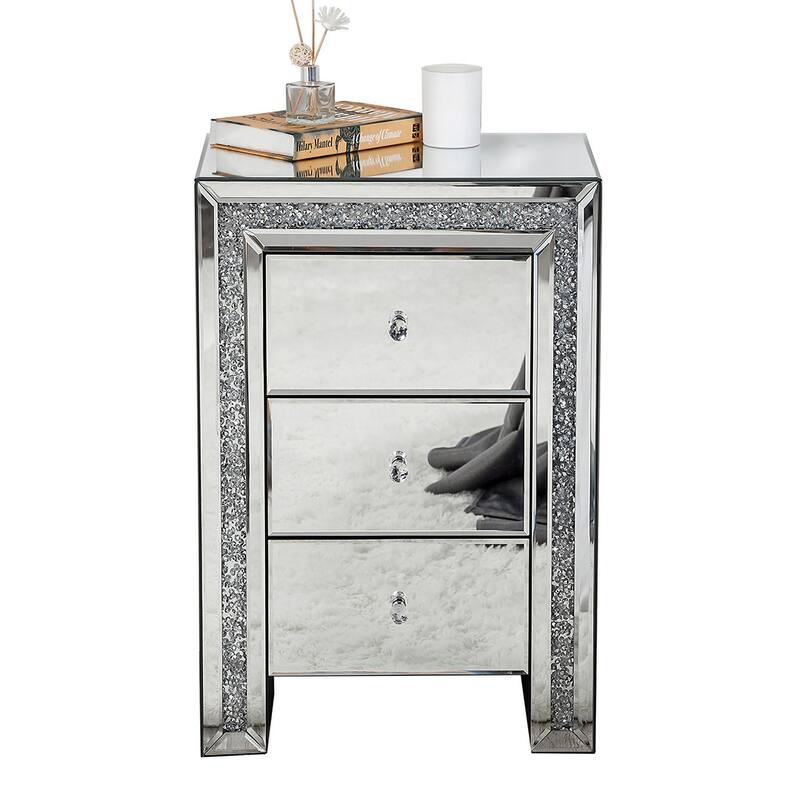3-Drawer Accent Nightstand Diamond Side Table