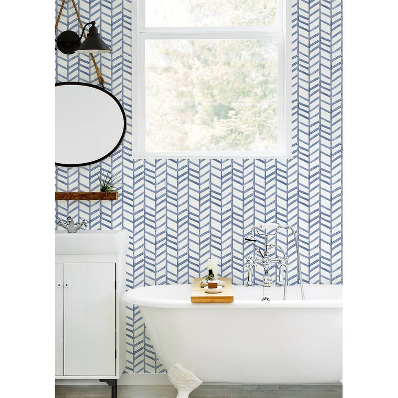 Chesapeake Fletching Navy Geometric Wallpaper