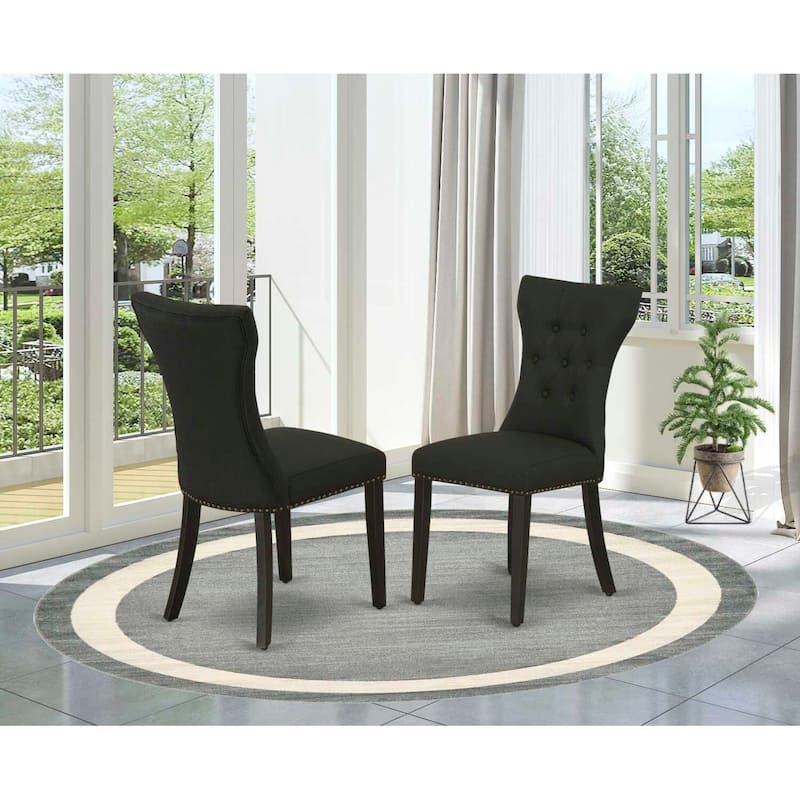 Parsons Chair Set of 2 with Black Linen Fabric, Comfortable and Stylish Accent Seating - 24.5