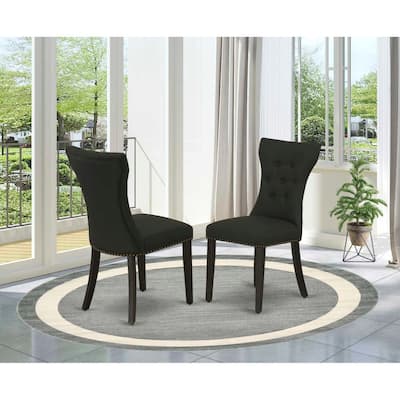 Parsons Chair Set of 2 with Black Linen Fabric, Comfortable and Stylish Accent Seating - 24.5