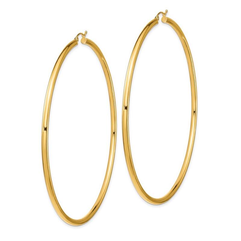 Curata 14k Yellow Gold Lightweight 90x3mm Polished Extra Large Hoop Earrings