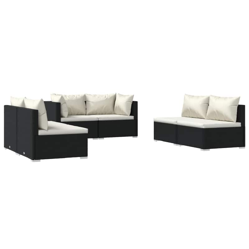 vidaXL Patio Lounge Set Outdoor Sectional Sofa Set Table Garden Poly Rattan - 27.6" x 27.6" x 23.8"