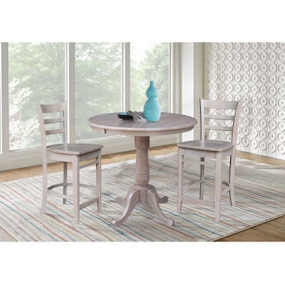 36" Round Extension Dining Table with 2 Stools - 3 Piece Set