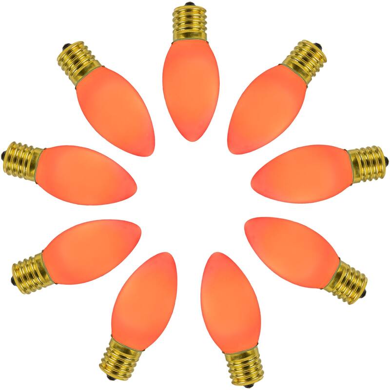 25 Pack C9 LED RetroGlo Outdoor Christmas Replacement Bulbs, C9/E17 Base - Orange