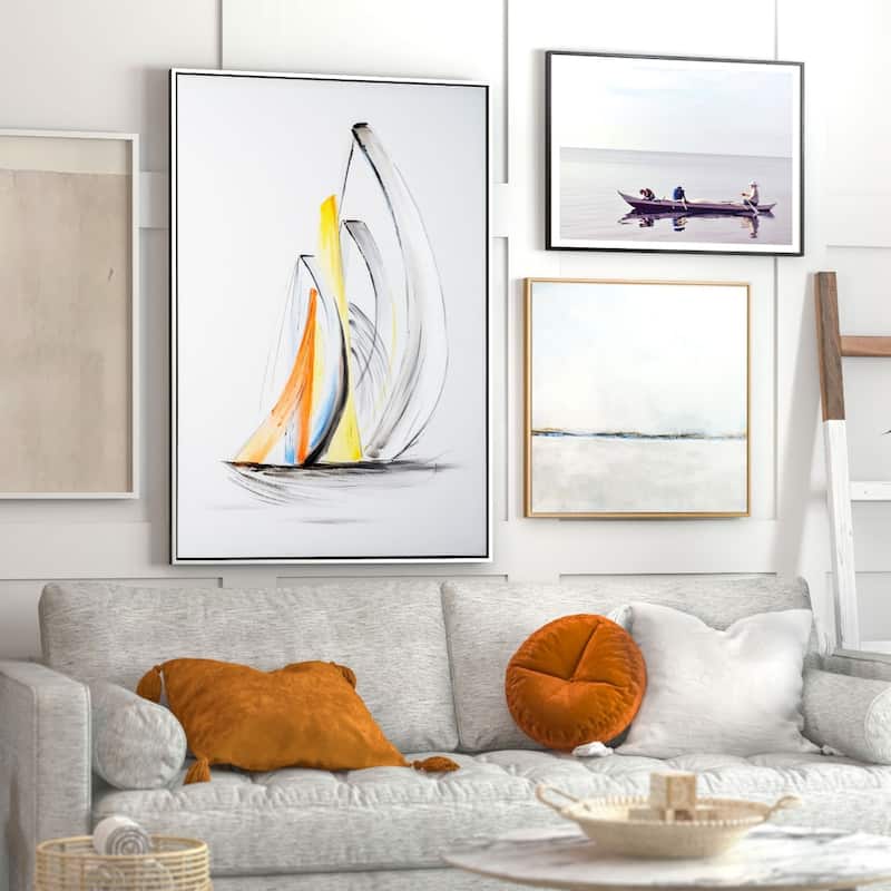 Schooner Winds Hand Painted Framed Canvas