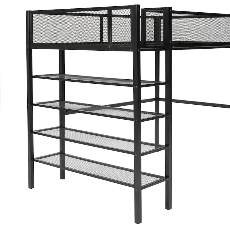 Metal Loft Bed with Workstation