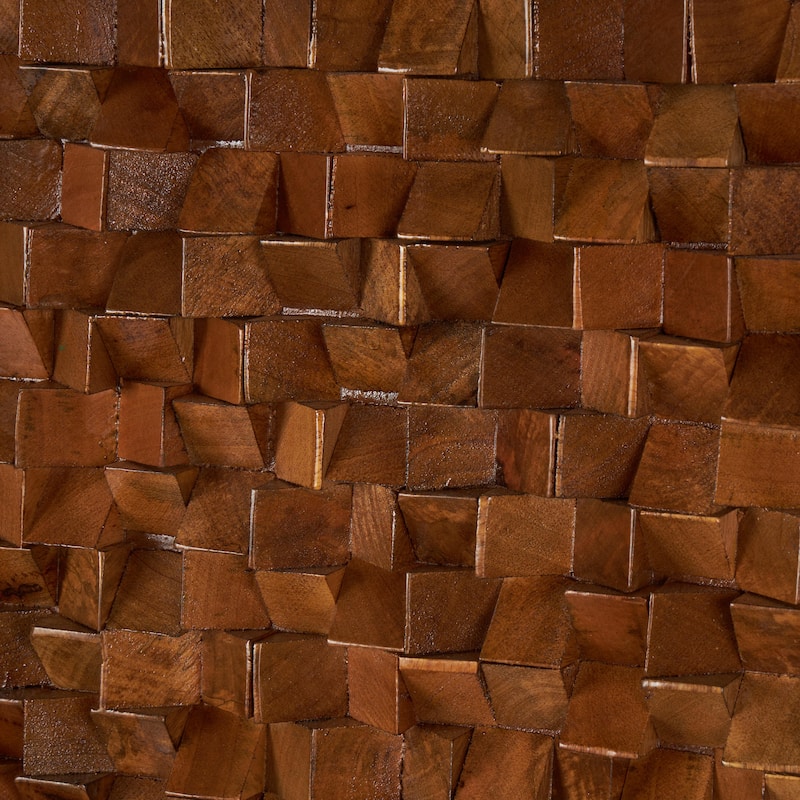Mango Wood Geometric Handmade 3D Cube Inspired Panel Home Wall Decor - Brown - Roche River Decor