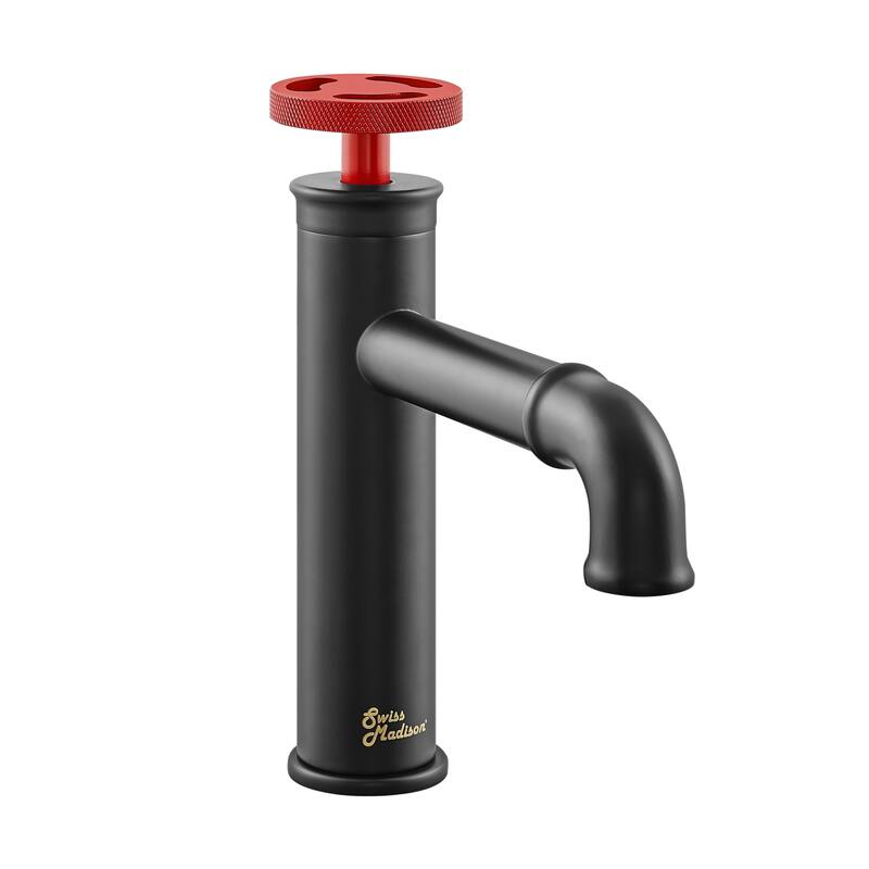 Swiss Madison SM-BF83 Avallon 1.2 GPM Single Hole Bathroom Faucet - Matte Black / Red