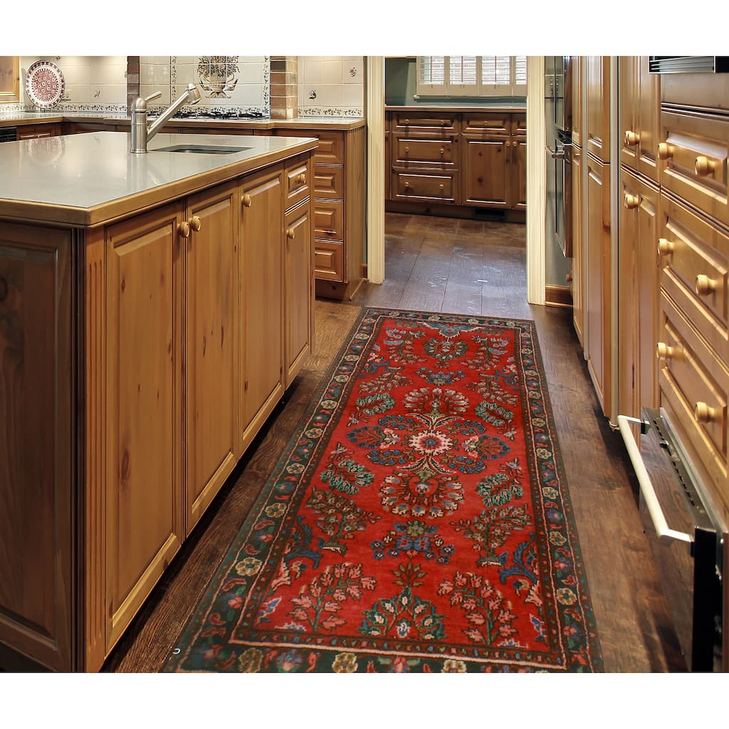 Fine Vintage Distressed Thiago Red/Charcoal Runner - 3'4" x 8'7"