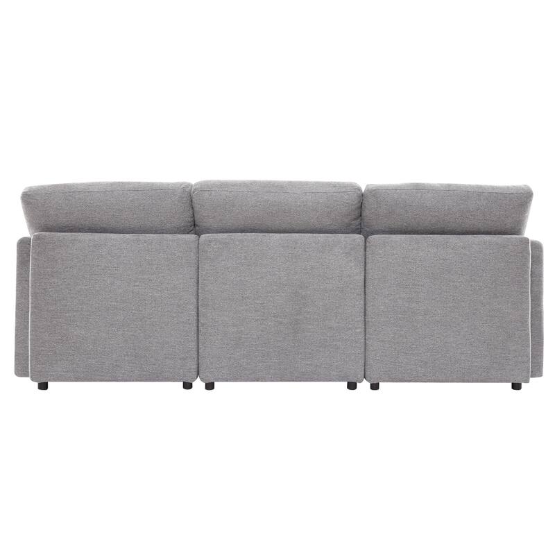 L-Shaped Modular Sectional Sofa Convertible U-Shaped Sofa Bed with Movable Ottoman and 2 USB Ports, 2 Pillows, Chenille 5 Seat