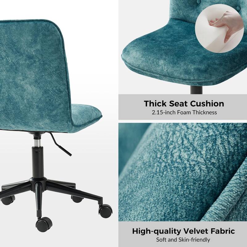 Klaus Upholstered Armless Swivel Task Chair with Tufted Back by HULALA HOME
