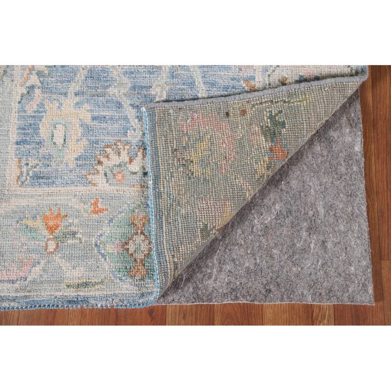 Hand Knotted Oriental 100% Wool Carpet Transitional All-Over Navy Blue & Blues Oushak Runner Rug - 9' 11'' X 2' 8''