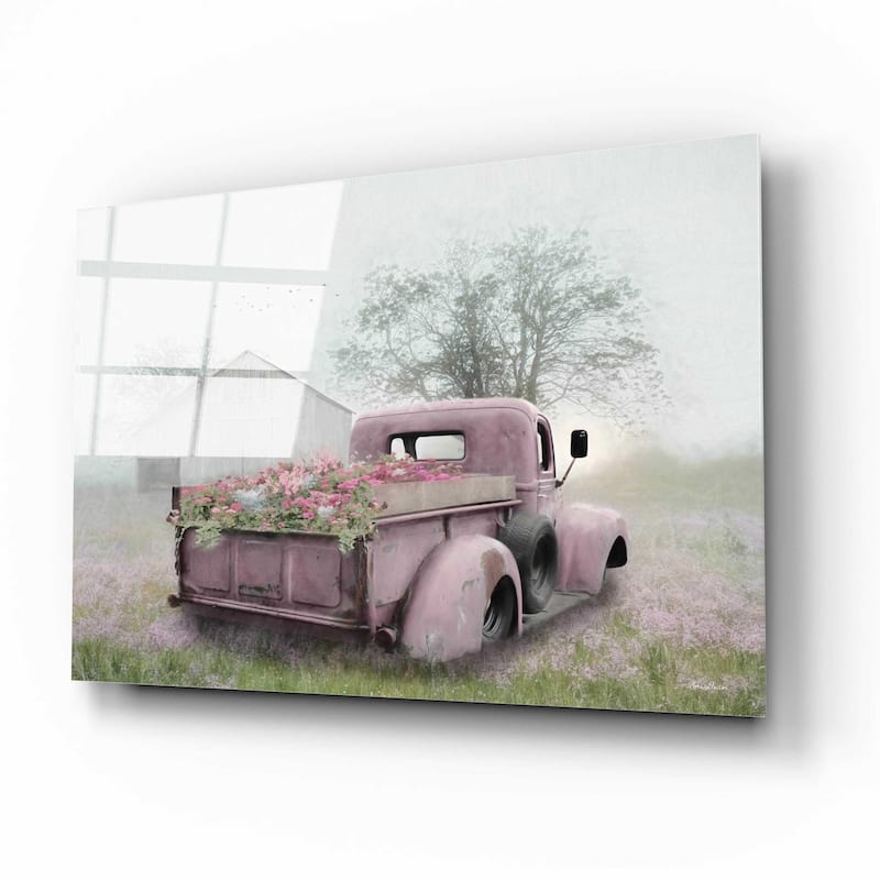 Epic Art 'Pink Flower Truck' by Lori Deiter Acrylic Glass Wall Art