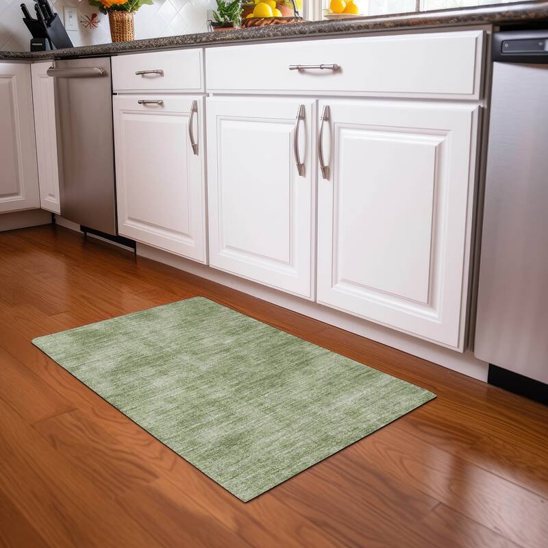 Machine Washable Indoor/ Outdoor Simple Solid Chantille Rug