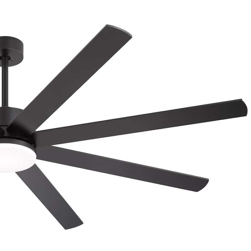 Large 72" Reversible 8-Blade Integrated Ceiling Fan with LED Light Kit and Remote