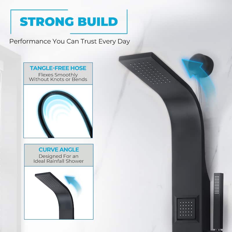 Aura 2-Jetted Shower Panel with Heavy Rain Shower & Spray Wand