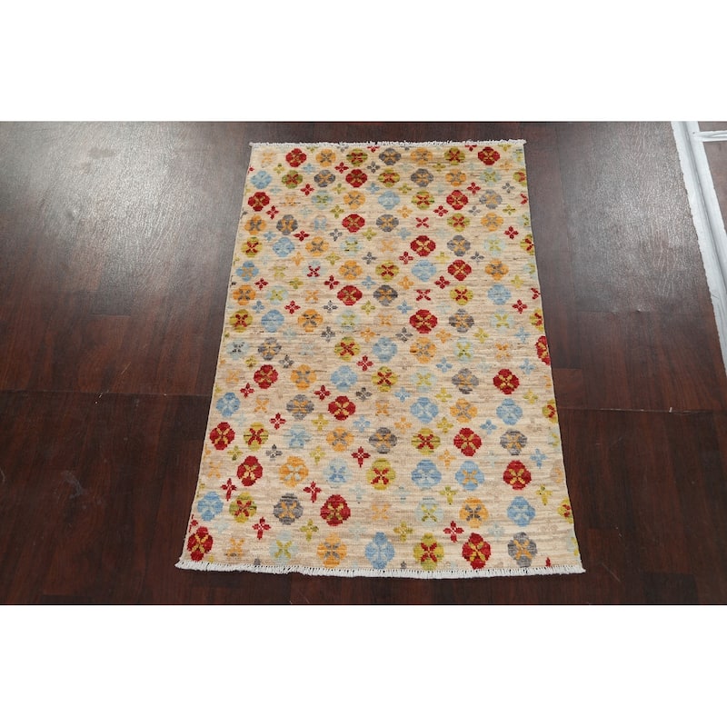 Vegetable Dye Gabbeh Kashkoli Wool Area Rug Hand-knotted Foyer Carpet - 3'2" x 4'10"