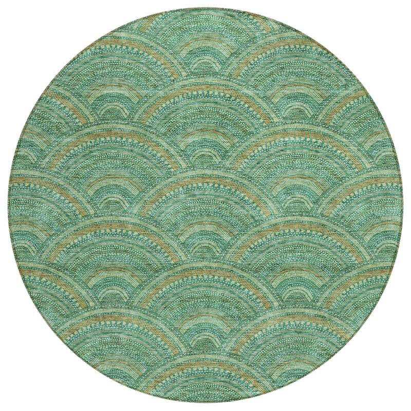 Machine Washable Indoor/ Outdoor Modern Mosaic Chantille Rug