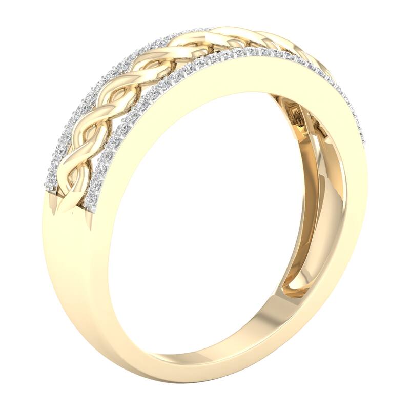 1/6ct TDW Diamond Cuban Link Ring in 10K Gold for Men