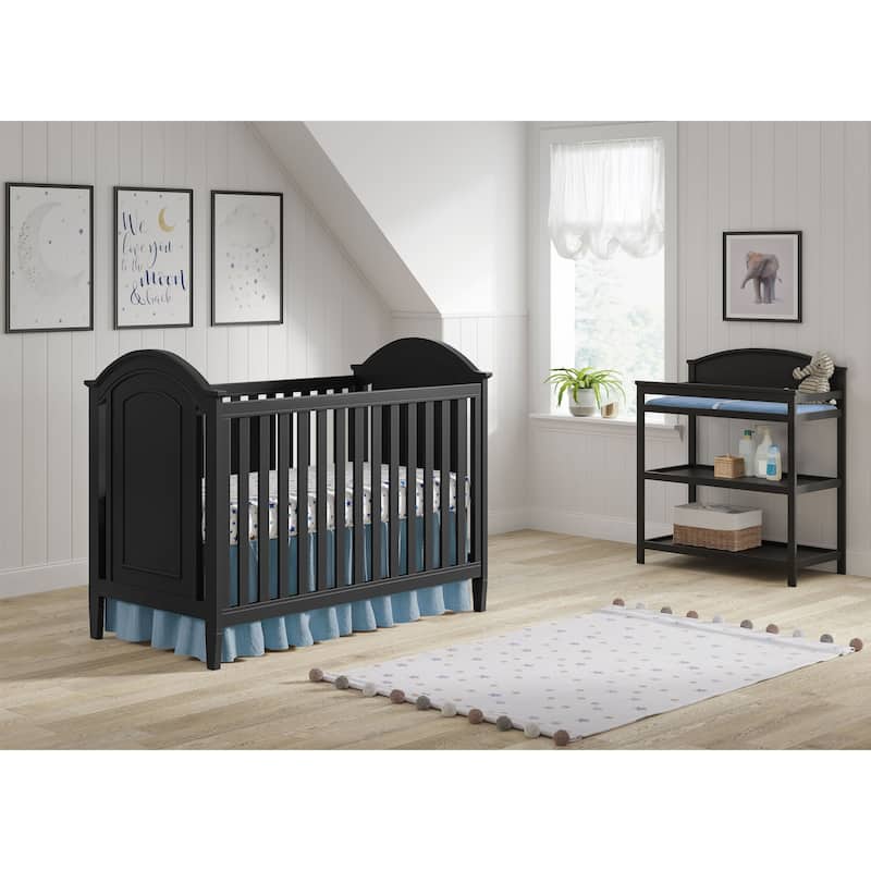 Graber Solid Wood Crib with Detailed Panel - Black
