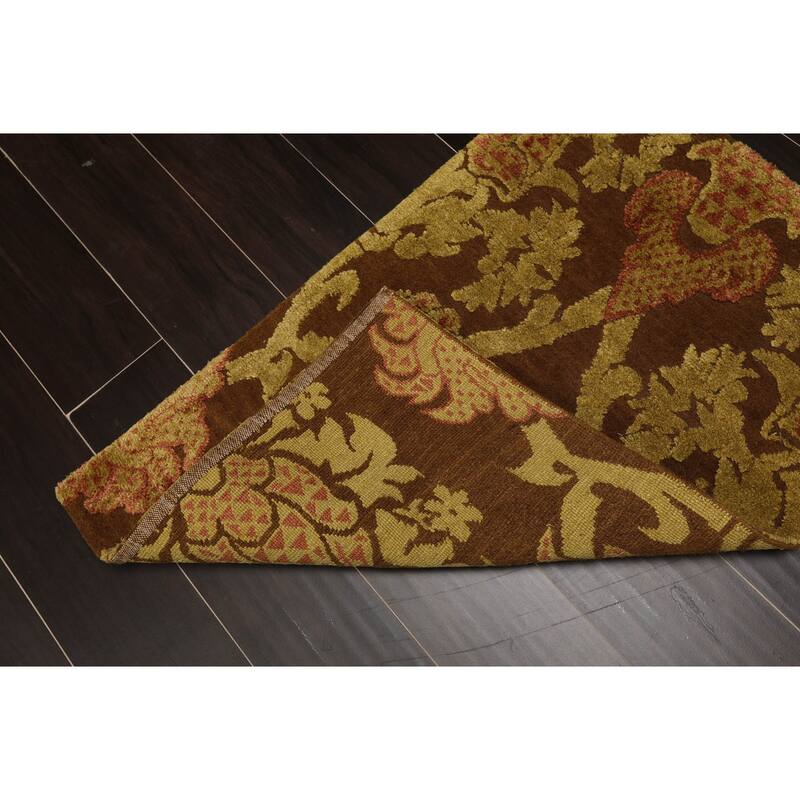 Hand Knotted KPSI Brown Tibetan Wool & Silk Oriental Area Rug (2x3) - 2' x 3'