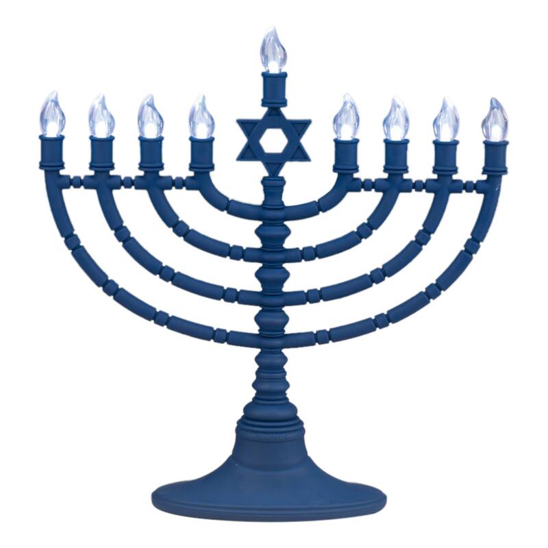 11.5-Inch Blue Star of David Hanukkah Menorah LED Bulbs