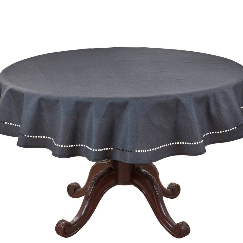 Solid Textured Tablecloth with Clean Drape, Minimal Decorative Edge, and Versatile Styling for Dining and Entertaining - 60" - Black