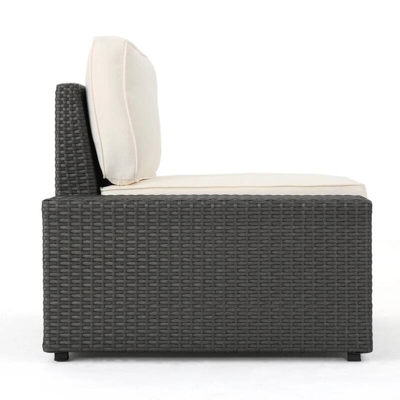 Roomfitters 8-Piece Outdoor Wicker Patio Sectional Set, Weather-Resistant Rattan Sofa with Cushions & Glass Coffee Table, Grey