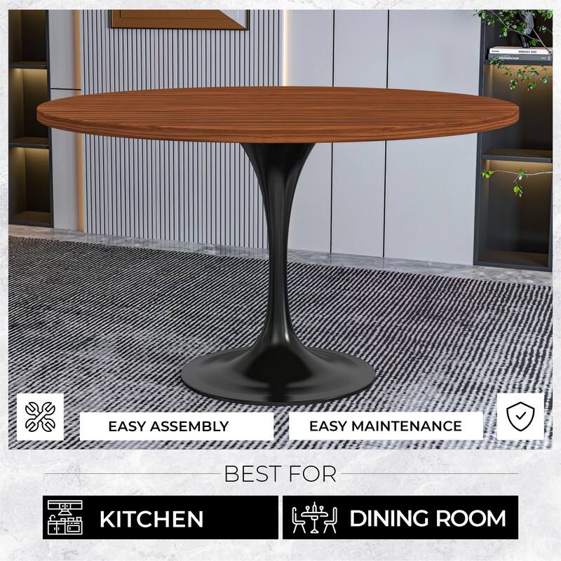 Verve 48" Round Dining Table MDF Top Black Steel Base - 47.24
