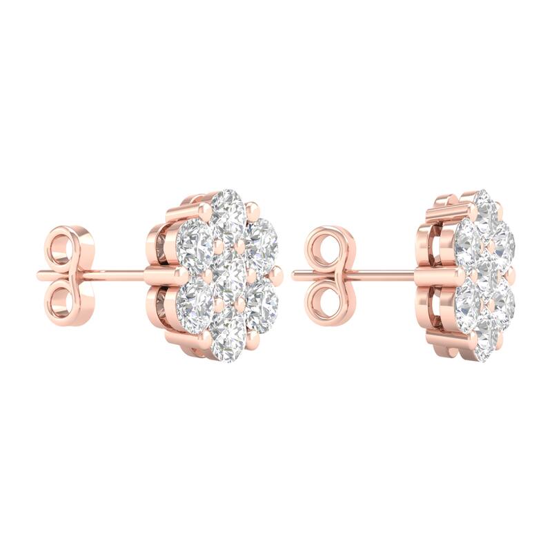 De Couer 1/5ct-2ct TDW Diamond Cluster Stud Earrings in 10k Rose Gold for Women