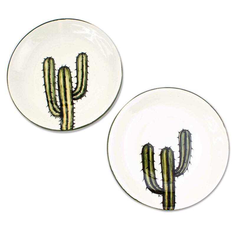 Novica Handmade Saguaro Ceramic Salad Plates (Pair)