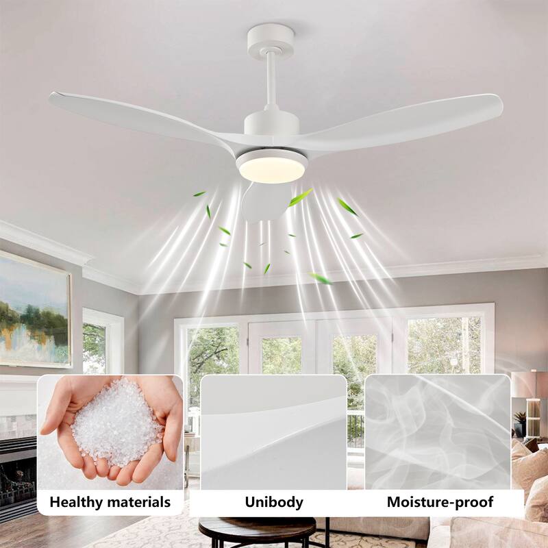 52" Ceiling Fan with Light, Remote Control Operation, Reversible DC Motor