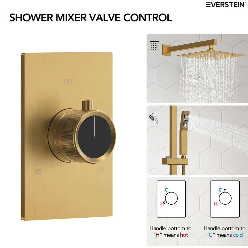Slide Bar High-Pressure Balancing Shower System 10" Rainfall Shower Head with Handheld Shower