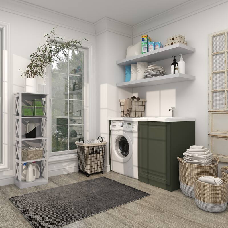 White Wooden 4 Shelves Shelving Unit