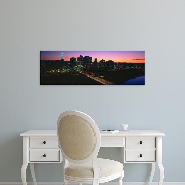 Easy Art Prints Panoramic Images's 'Skyline, Hartford, Sunset, Connecticut' Premium Canvas Art