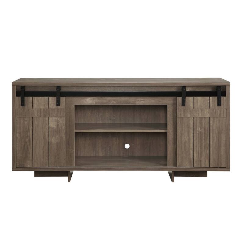 Rustic Farmhouse TV Stand with Sliding Barn Doors and Storage for 60-Inch Flat Screen