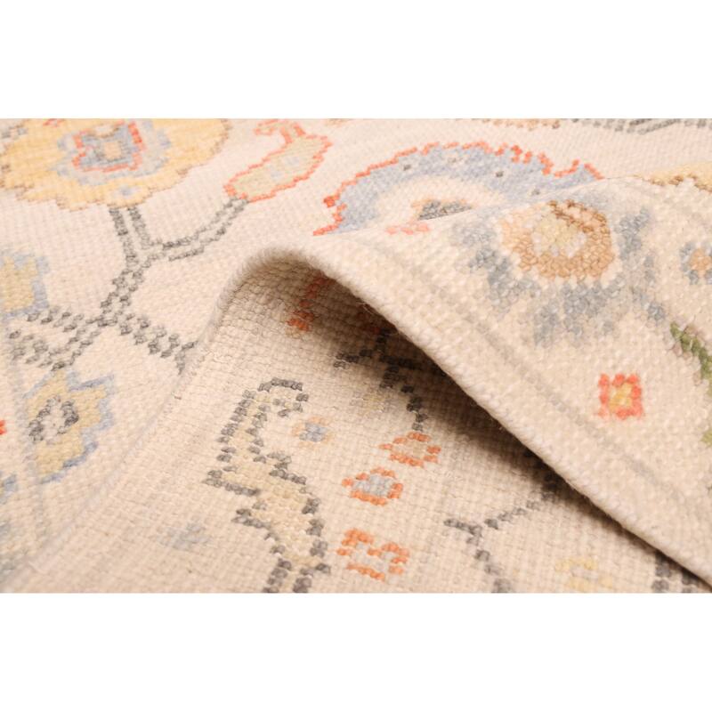 ECARPETGALLERY Hand-knotted Modern Oushak Ivory Wool Rug - 2'6 x 8'0