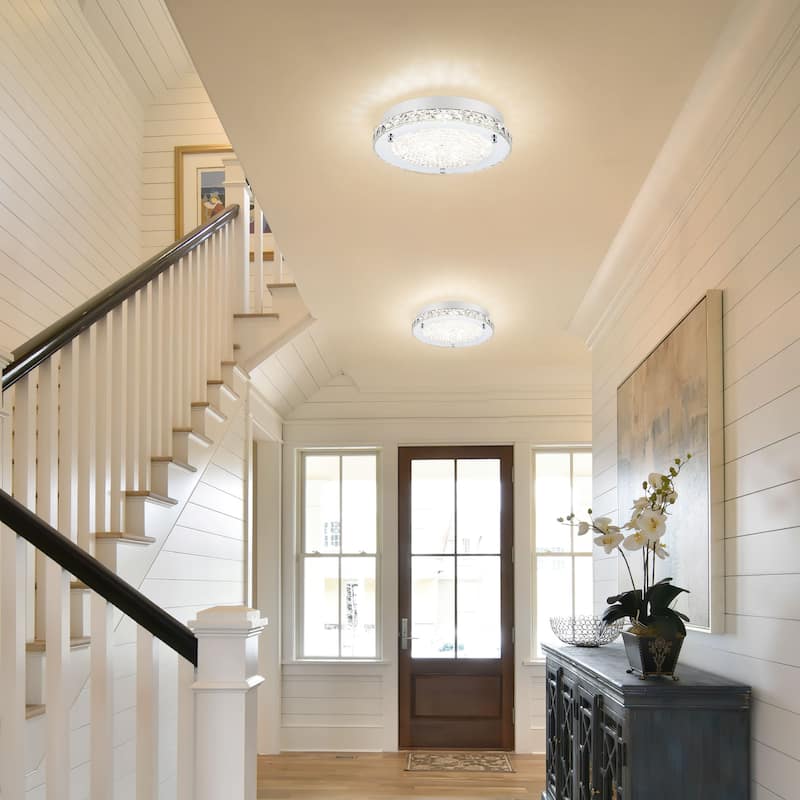 LED Crystal Flush Mount Ceiling Light Dimmable Crystal Light Fixture Flush Mount Lighting Crystal Ceiling Light - 11in