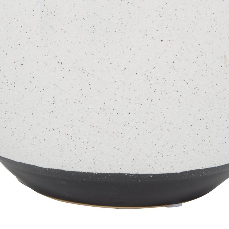 White Ceramic Handmade Decorative Vase with Dripping Effect - 9 x 9 x 10Round