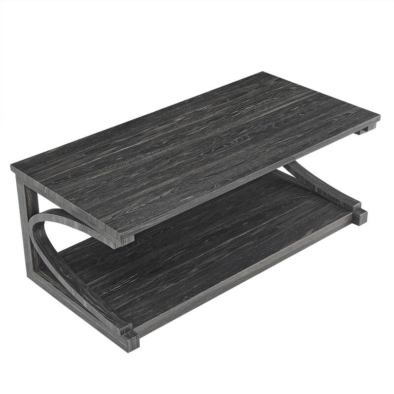 Wood Rectangular Coffee Table with Shelf