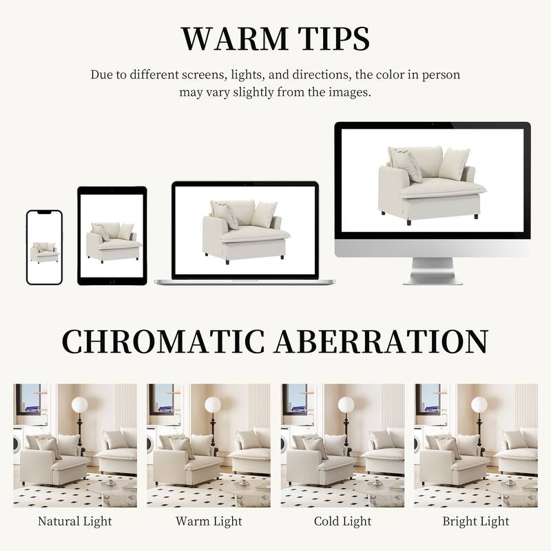 DIY Free Combination Sofa Set with Throw Pillows, Chenille Modular Sectional Sofa for Livingroom Upholstered Cloud Couch