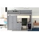 preview thumbnail 6 of 15, Gray Full Size Twin Size Pine Wood Loft Bed with Wardrobe, Desk and Storage Drawers for Bedroom