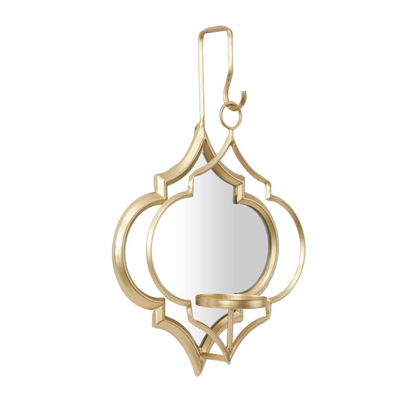 Metal Geometric Wall Hanging Pillar Wall Sconce - Gold or Black - CosmoLiving by Cosmopolitan