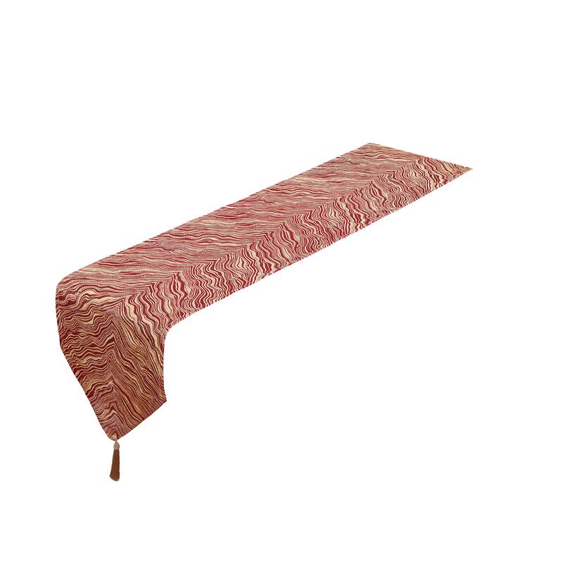 Violet Linen Boutique Zebra Patern Polyester Table Runner - 13" X 70" - Red